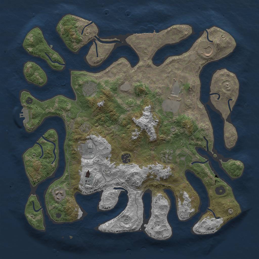 Rust Map: Procedural Map, Size: 4000, Seed: 125221211, 16 Monuments