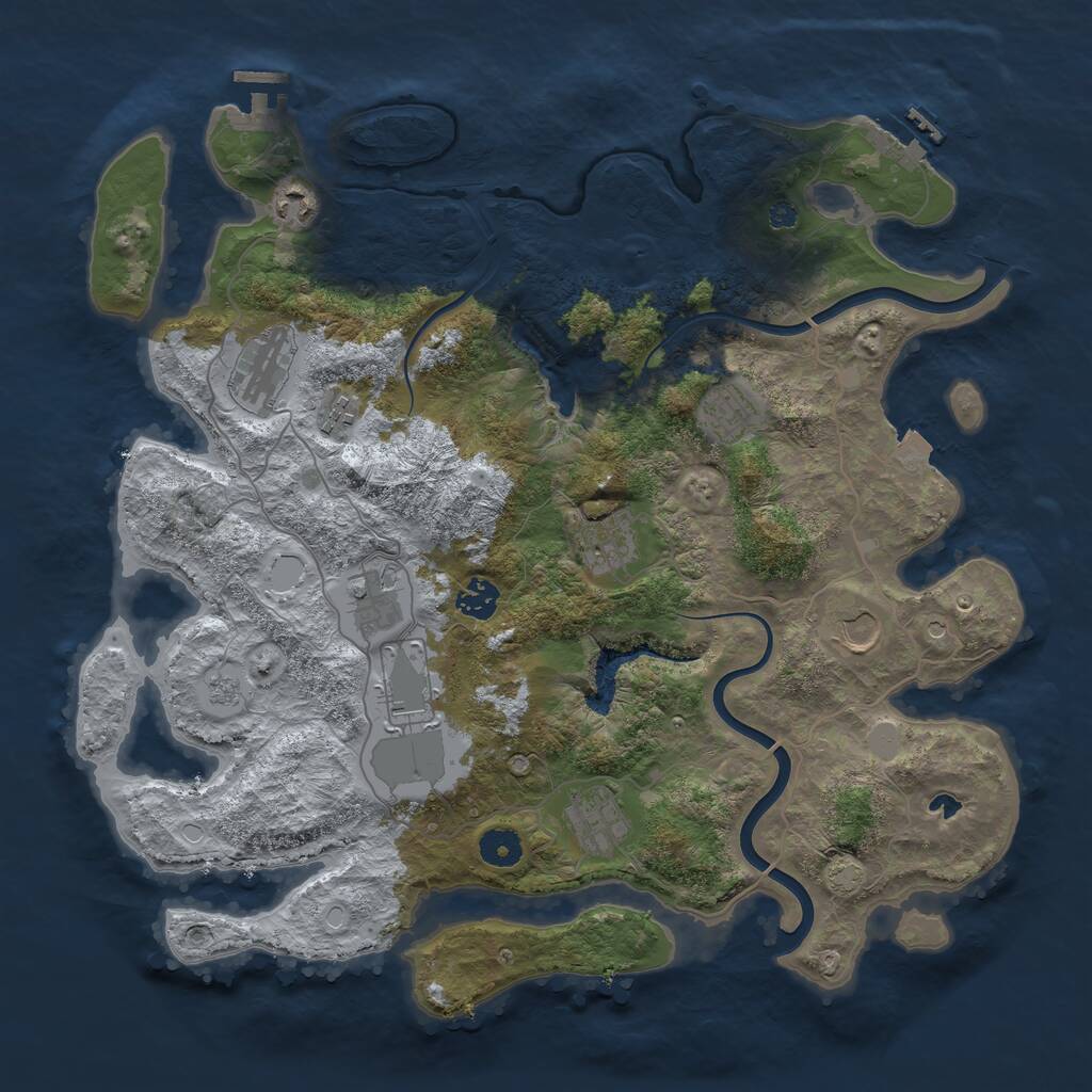 Rust Map: Procedural Map, Size: 4000, Seed: 220122, 16 Monuments