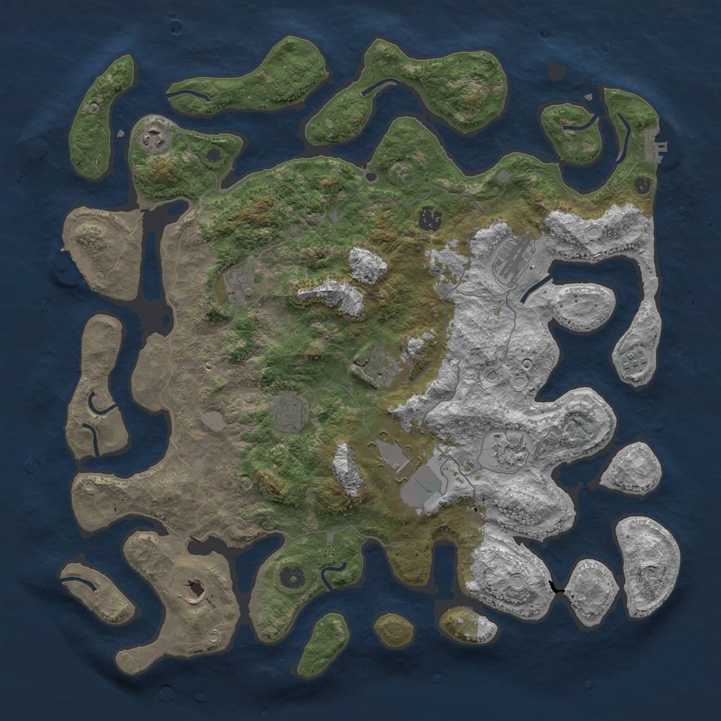 Rust Map: Procedural Map, Size: 4500, Seed: 42561943, 18 Monuments