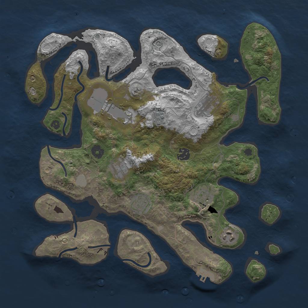 Rust Map: Procedural Map, Size: 3550, Seed: 715552, 15 Monuments