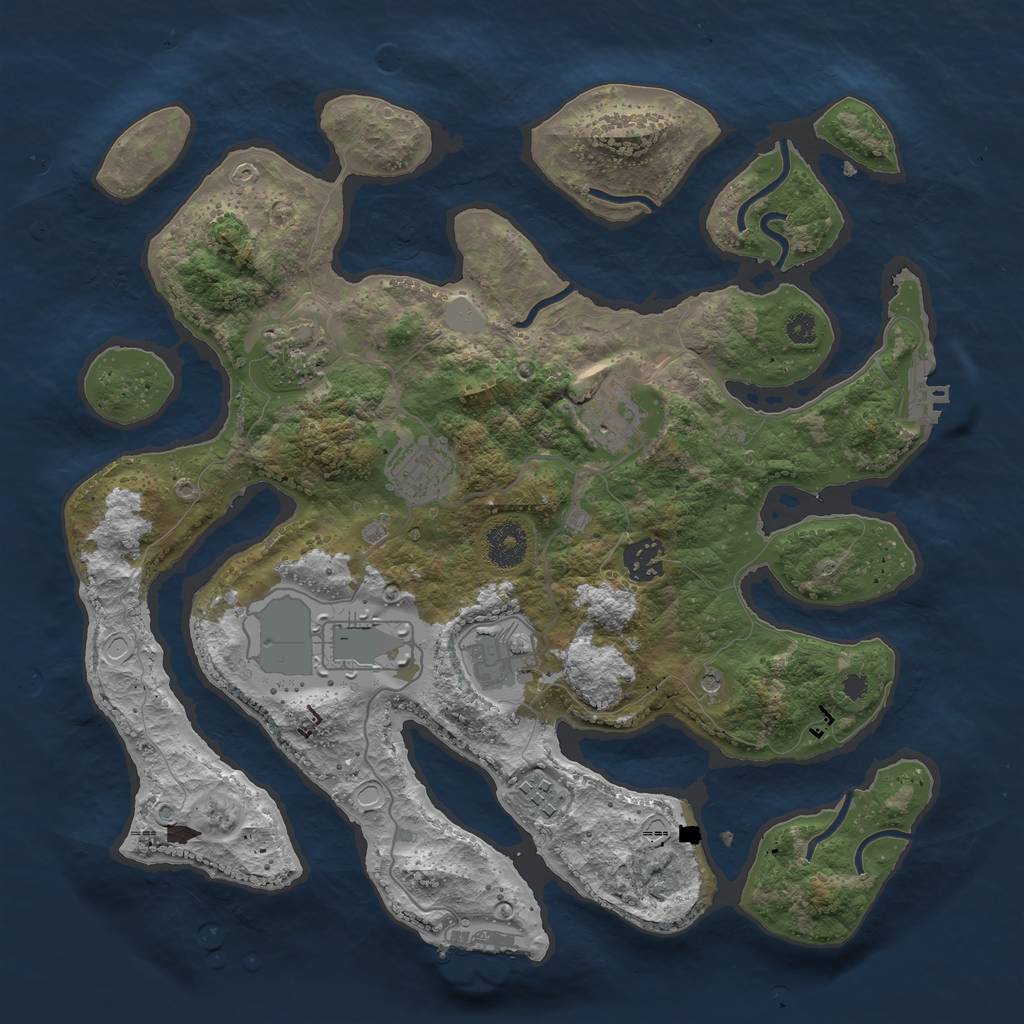 Rust Map: Procedural Map, Size: 3500, Seed: 1387645735, 15 Monuments