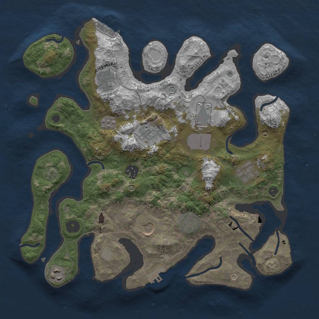 Rust Map: Procedural Map, Size: 3550, Seed: 523598, 17 Monuments