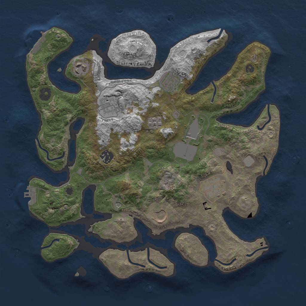 Rust Map: Procedural Map, Size: 3550, Seed: 104084, 16 Monuments