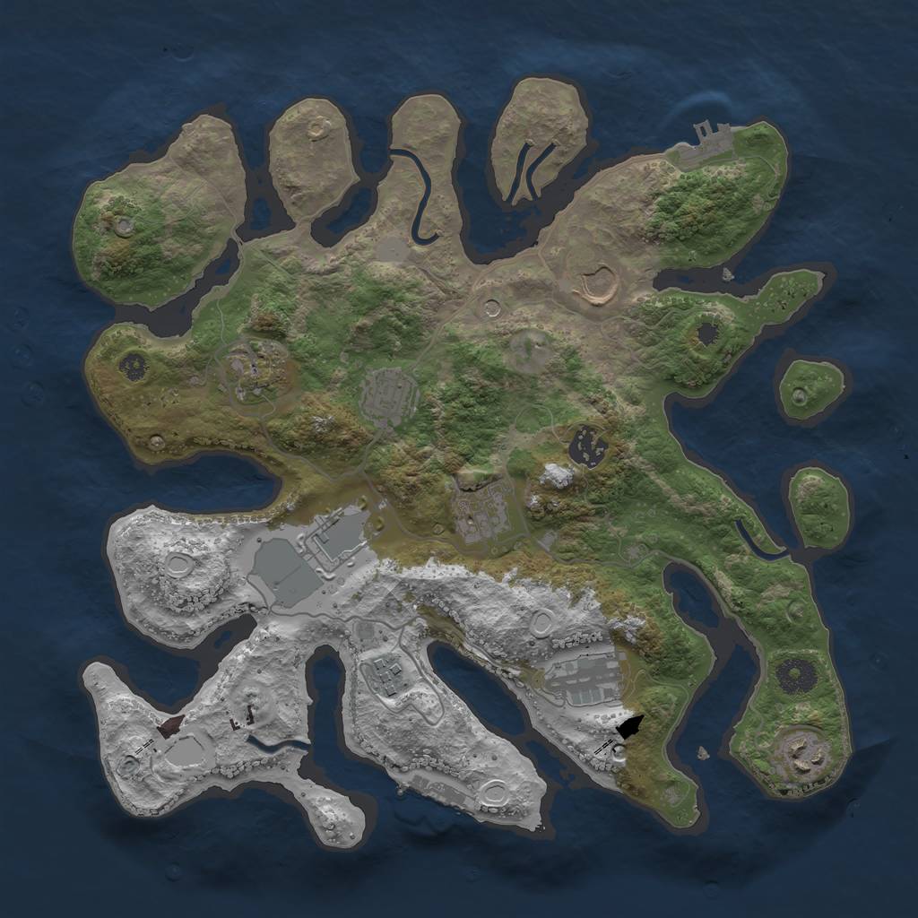 Rust Map: Procedural Map, Size: 3550, Seed: 499127, 17 Monuments