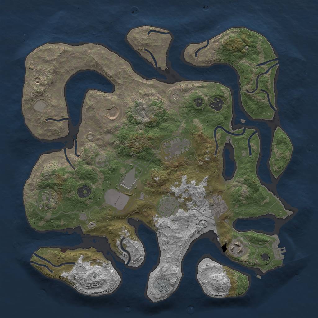 Rust Map: Procedural Map, Size: 3550, Seed: 337447, 16 Monuments