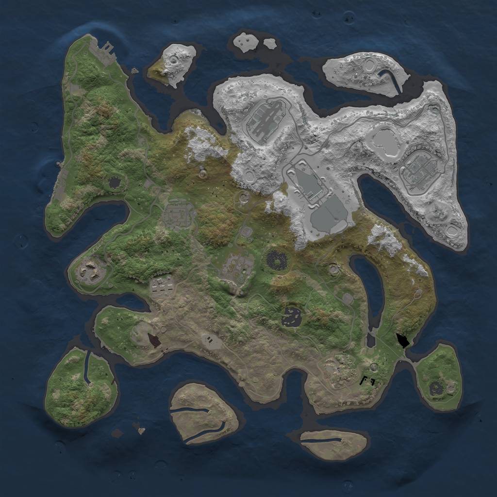 Rust Map: Procedural Map, Size: 3550, Seed: 53776, 17 Monuments