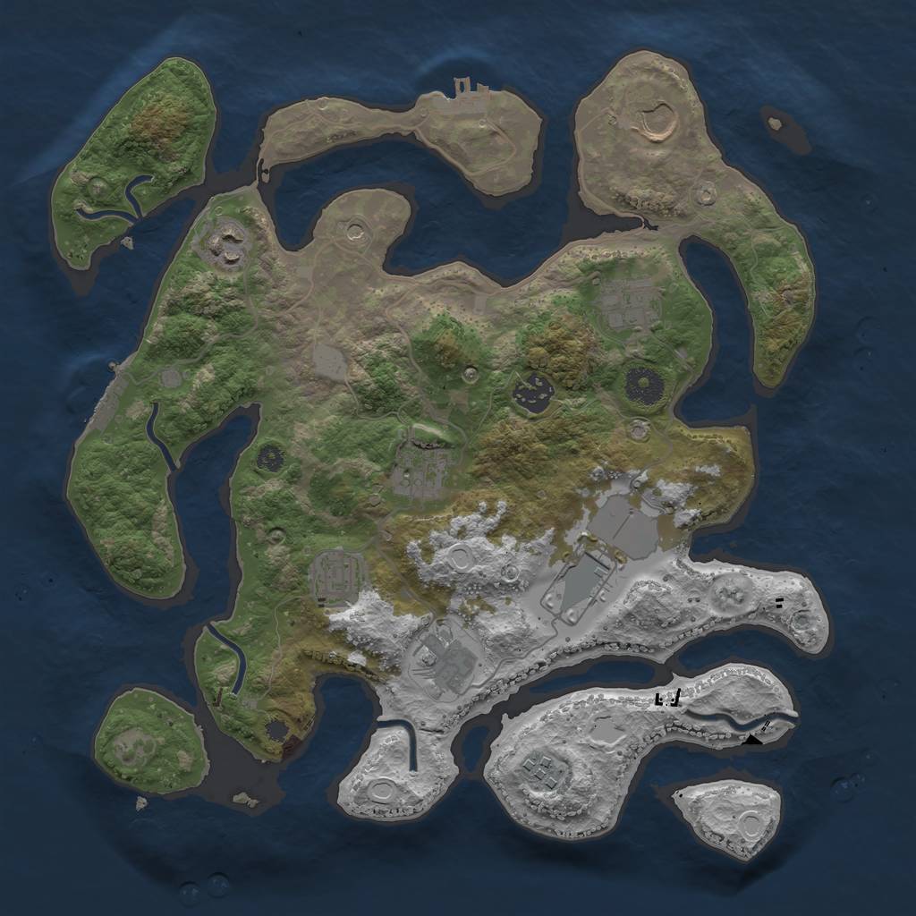 Rust Map: Procedural Map, Size: 3550, Seed: 565746, 17 Monuments