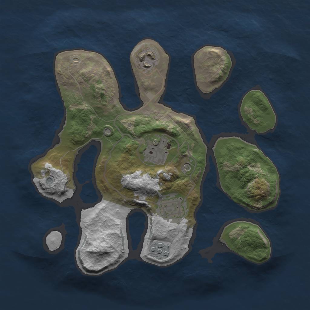 Rust Map: Barren, Size: 2500, Seed: 7, 7 Monuments