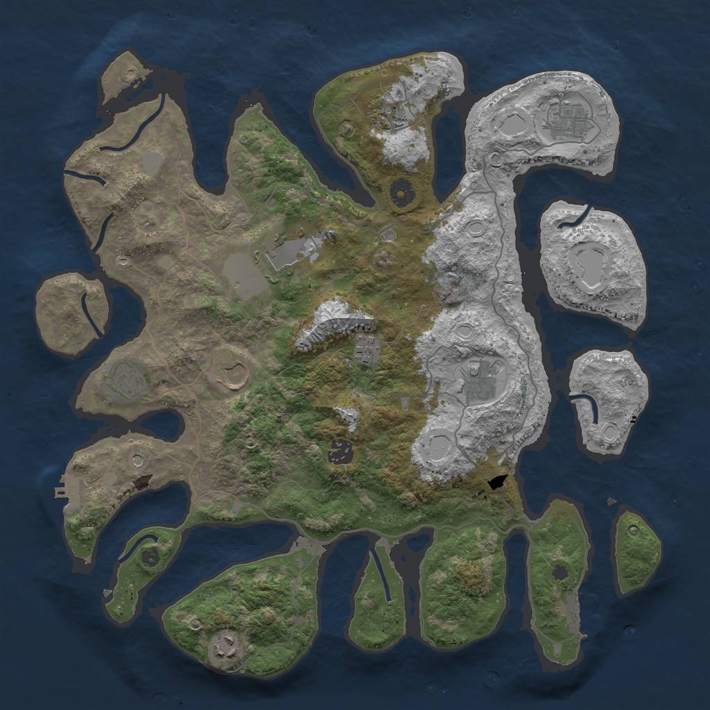 Rust Map: Procedural Map, Size: 4000, Seed: 5529252, 17 Monuments