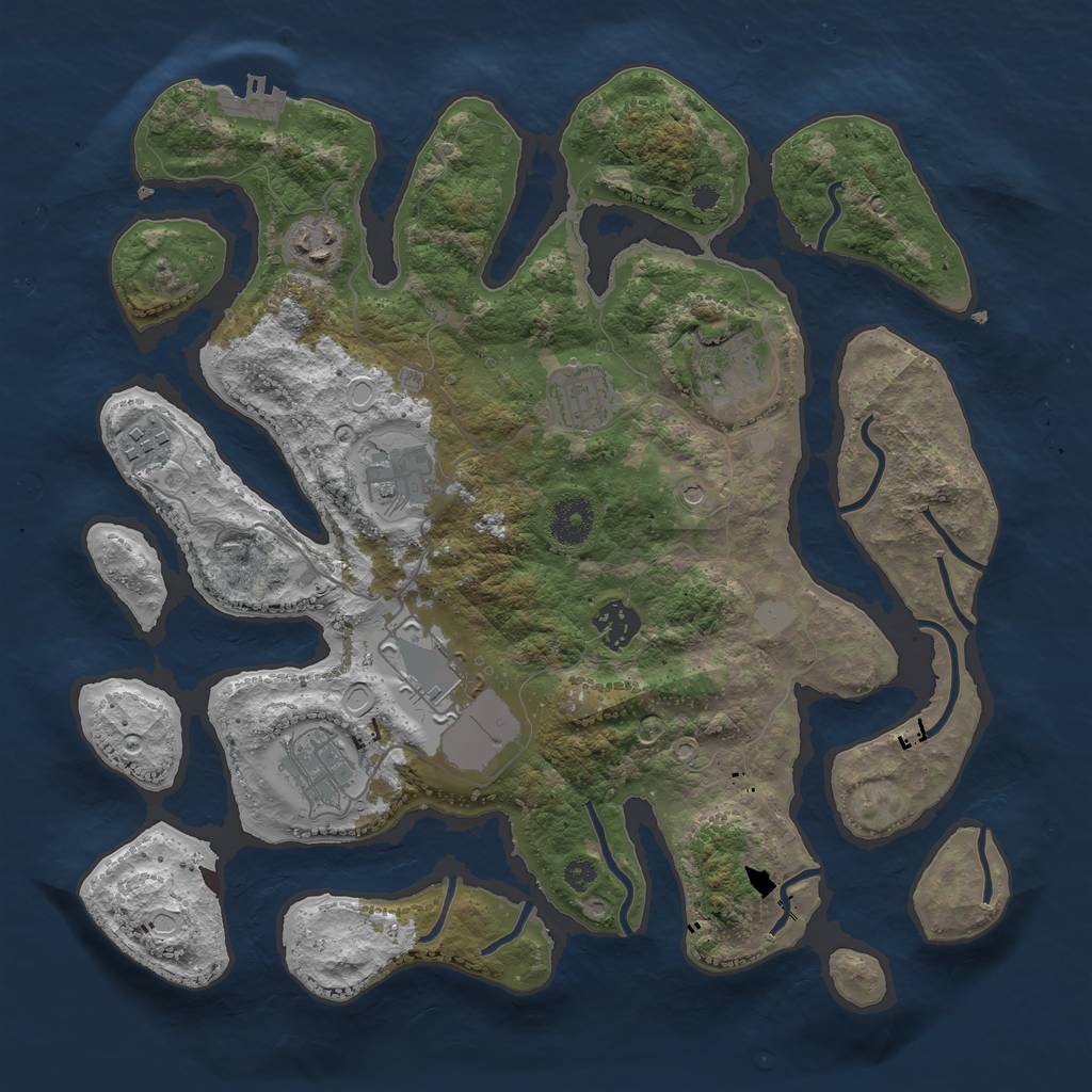 Rust Map: Procedural Map, Size: 3550, Seed: 408984, 15 Monuments