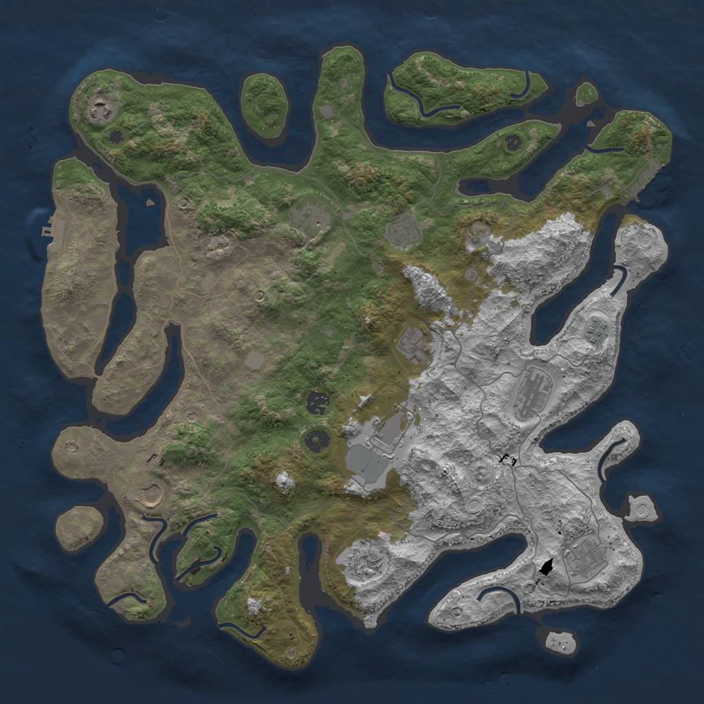 Rust Map: Procedural Map, Size: 4500, Seed: 2856602, 19 Monuments