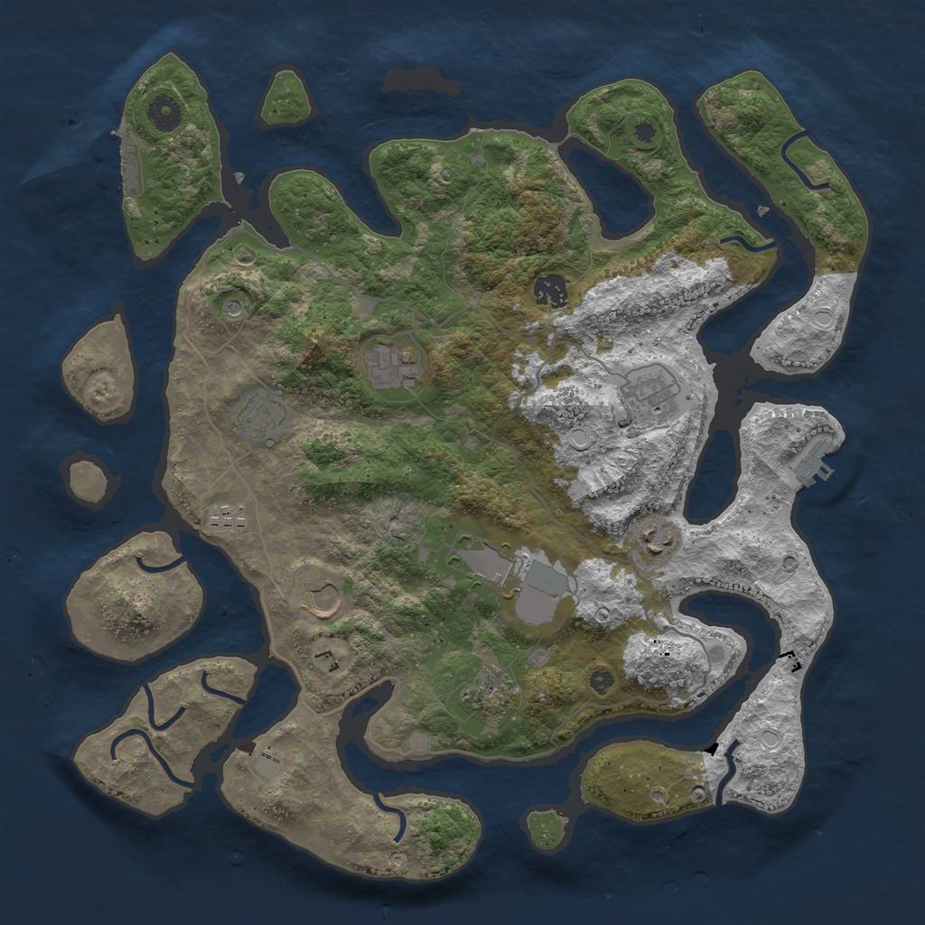 Rust Map: Procedural Map, Size: 4000, Seed: 1234512345, 17 Monuments