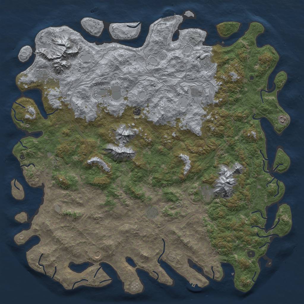 Rust Map: Procedural Map, Size: 6000, Seed: 41, 18 Monuments