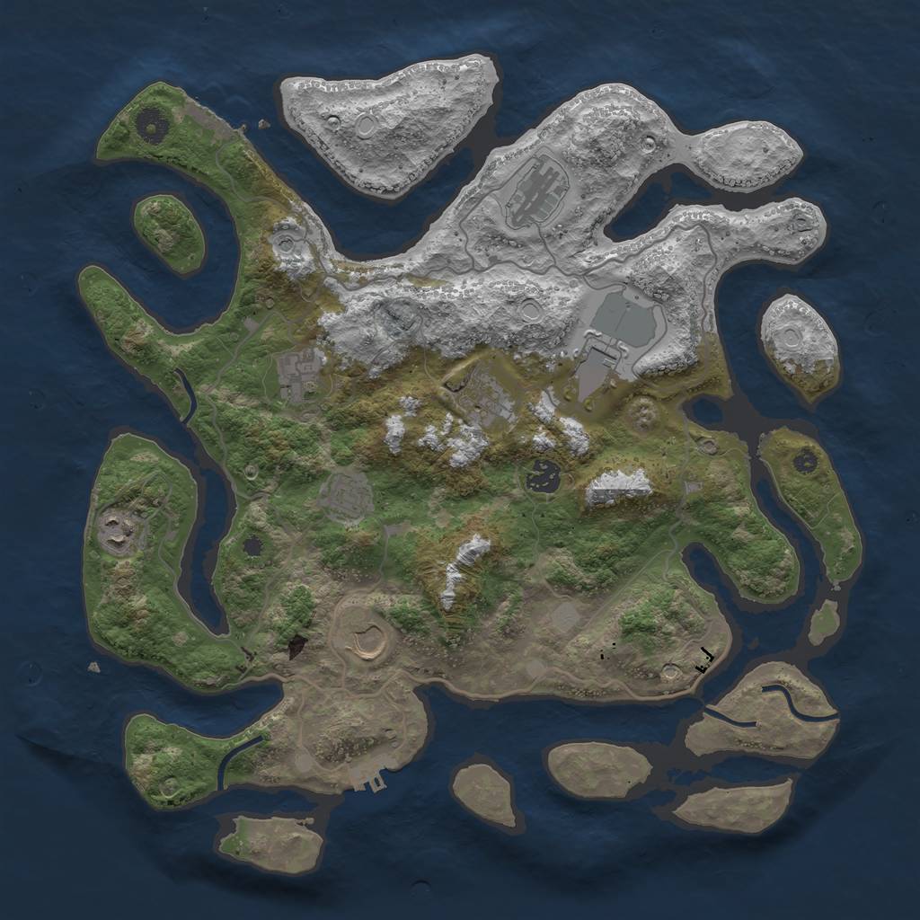 Rust Map: Procedural Map, Size: 4000, Seed: 545447, 16 Monuments