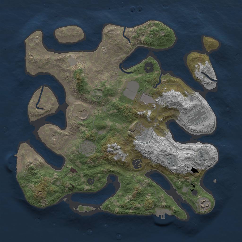 Rust Map: Procedural Map, Size: 3550, Seed: 915889, 16 Monuments
