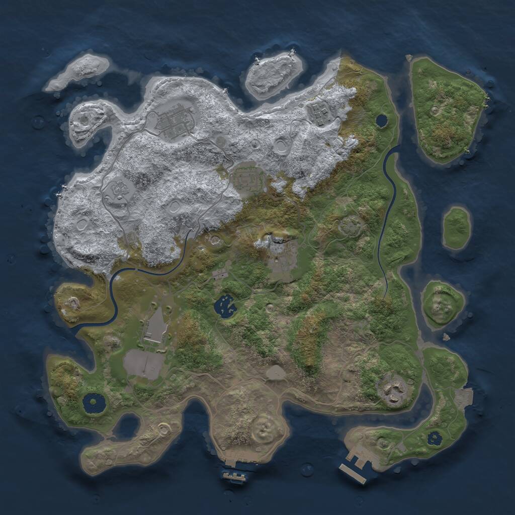 Rust Map: Procedural Map, Size: 3500, Seed: 924826781, 13 Monuments