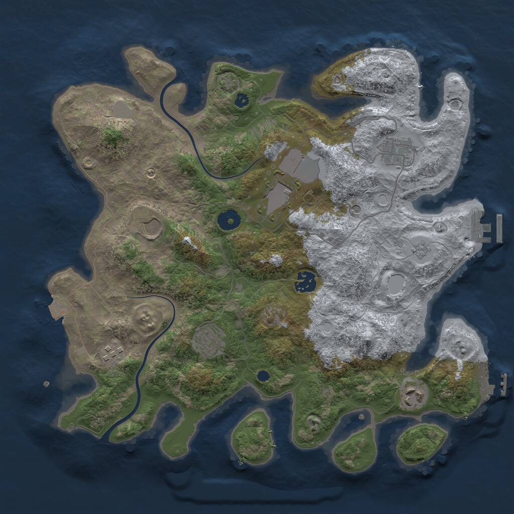 Rust Map: Procedural Map, Size: 3550, Seed: 629034, 13 Monuments