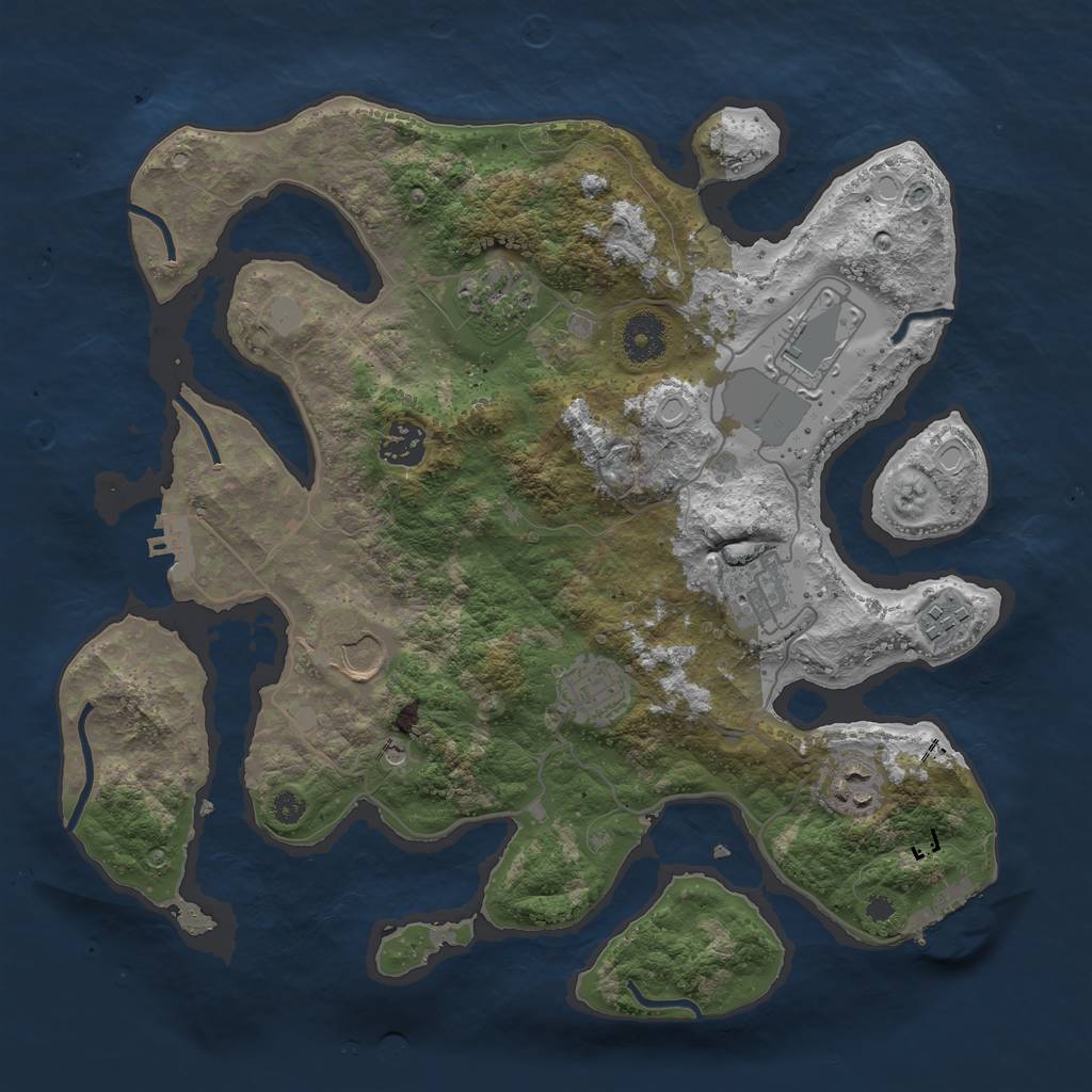 Rust Map: Procedural Map, Size: 3500, Seed: 731277, 16 Monuments