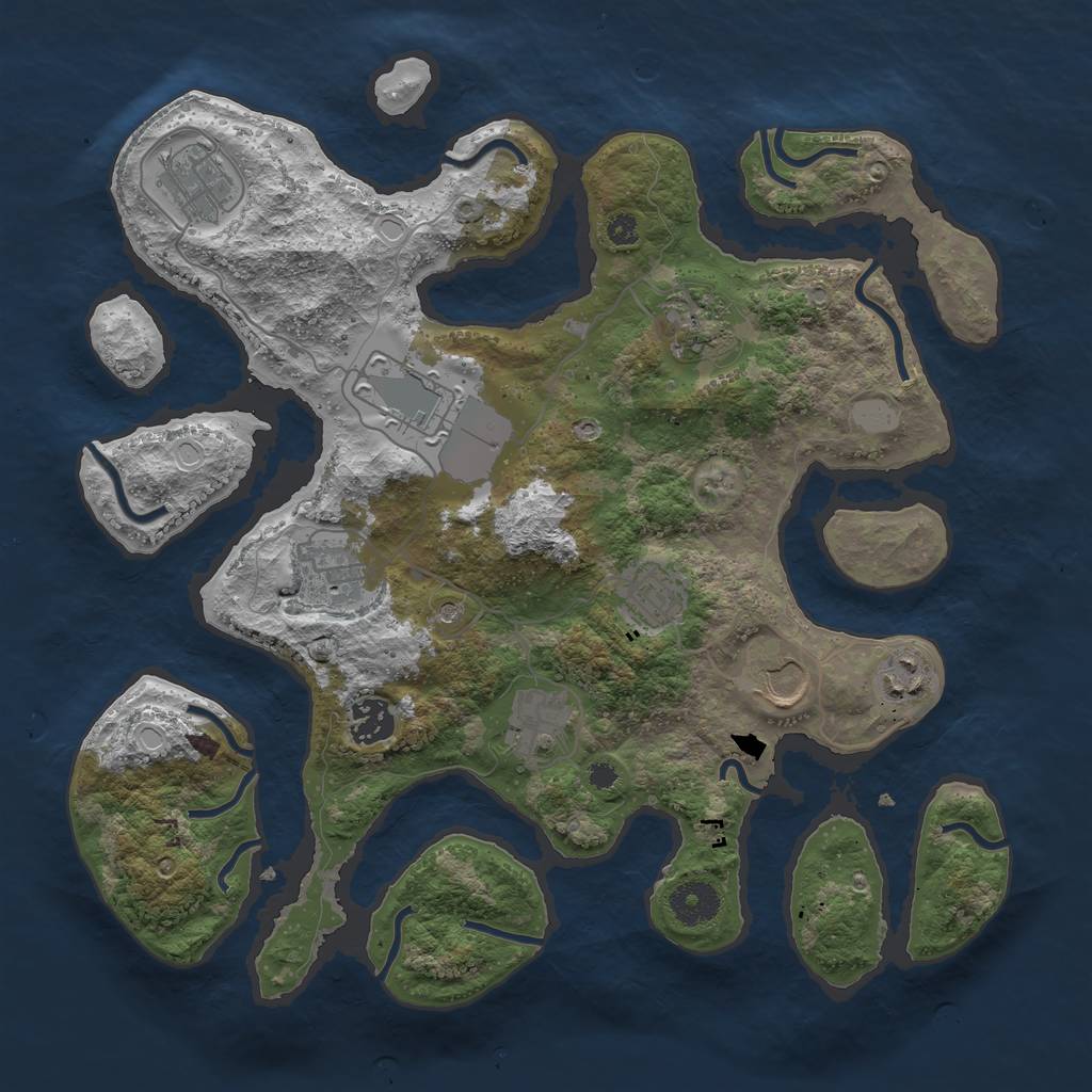 Rust Map: Procedural Map, Size: 3550, Seed: 596095, 15 Monuments