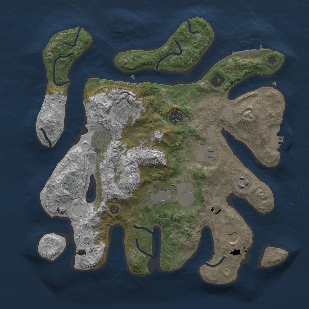 Rust Map: Procedural Map, Size: 3500, Seed: 1969, 16 Monuments