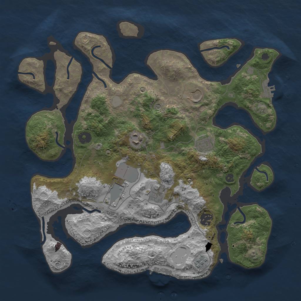 Rust Map: Procedural Map, Size: 3550, Seed: 597338, 15 Monuments