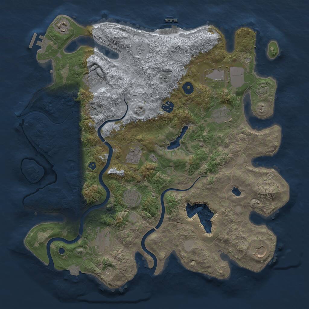 Rust Map: Procedural Map, Size: 4000, Seed: 655075, 16 Monuments