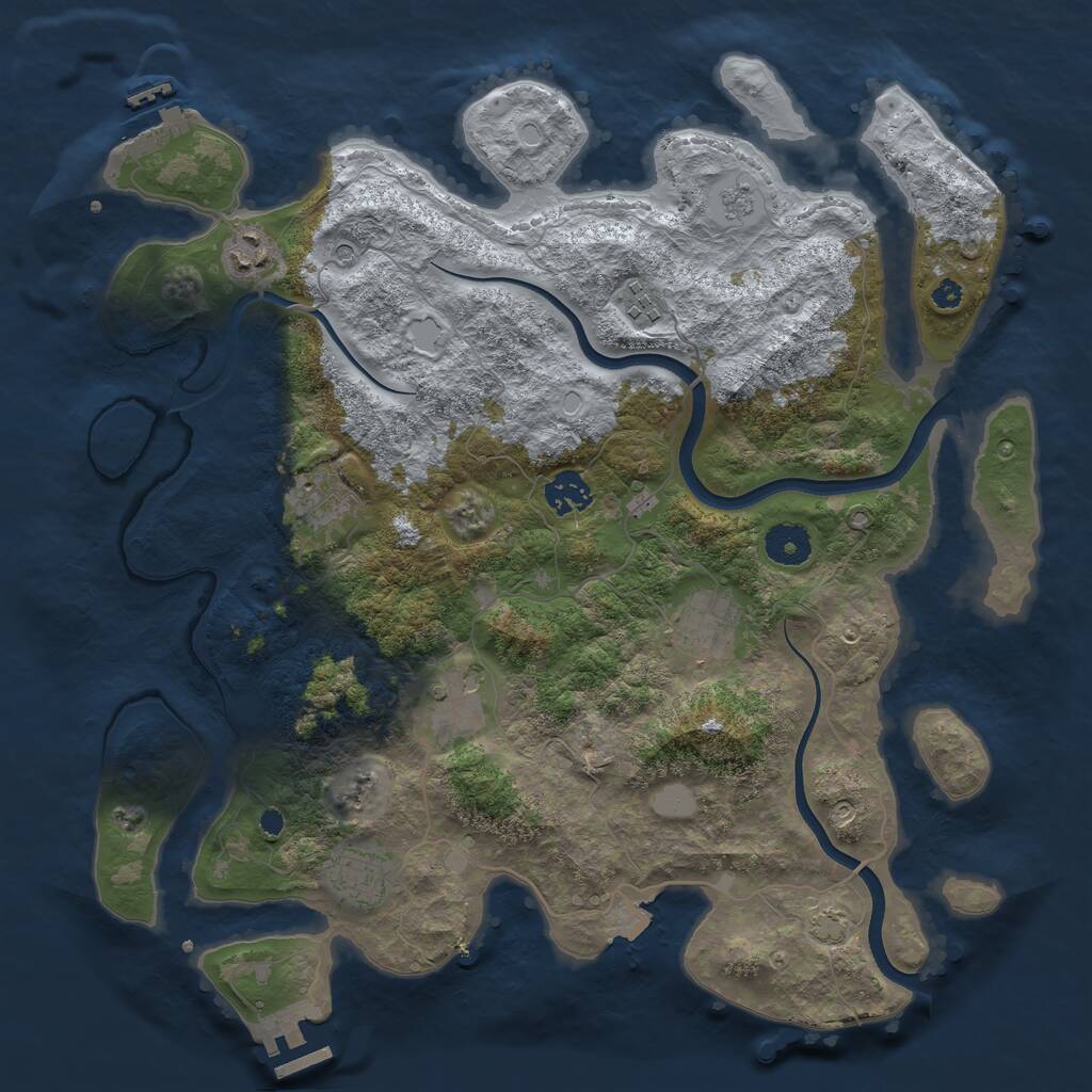 Rust Map: Procedural Map, Size: 3700, Seed: 666666, 13 Monuments