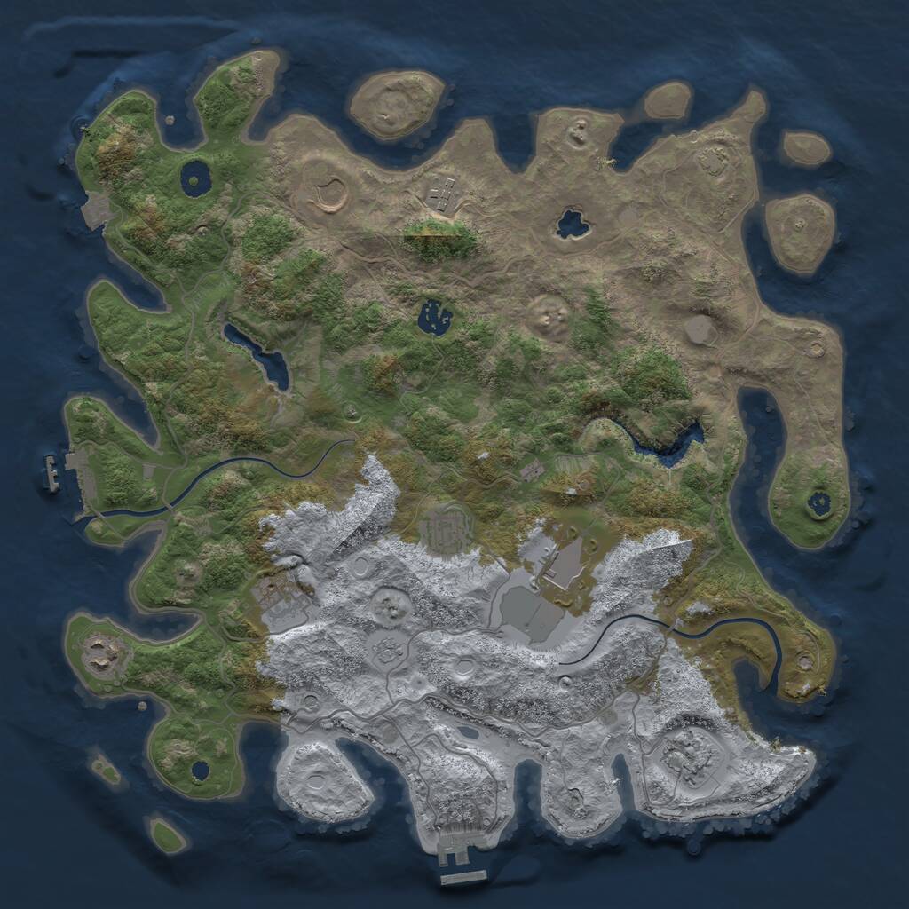 Rust Map: Procedural Map, Size: 4000, Seed: 386650, 14 Monuments