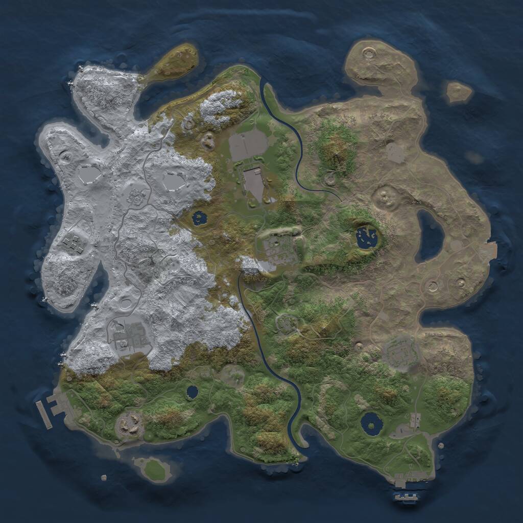 Rust Map: Procedural Map, Size: 3550, Seed: 745146, 13 Monuments