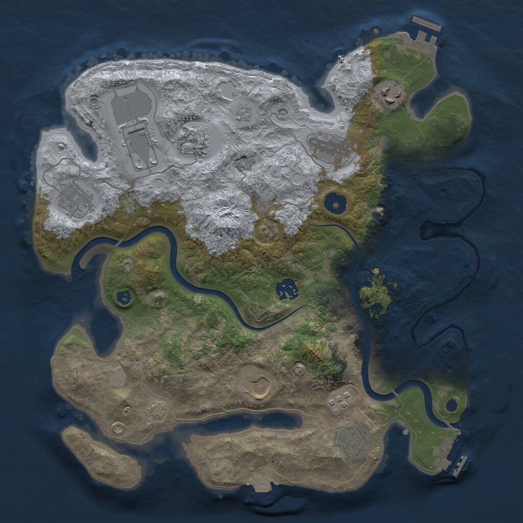Rust Map: Procedural Map, Size: 3550, Seed: 994666, 15 Monuments
