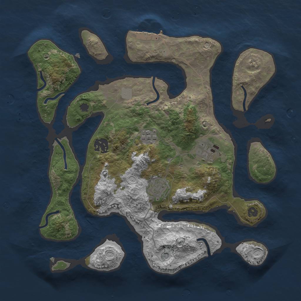 Rust Map: Procedural Map, Size: 3000, Seed: 1380477197, 11 Monuments