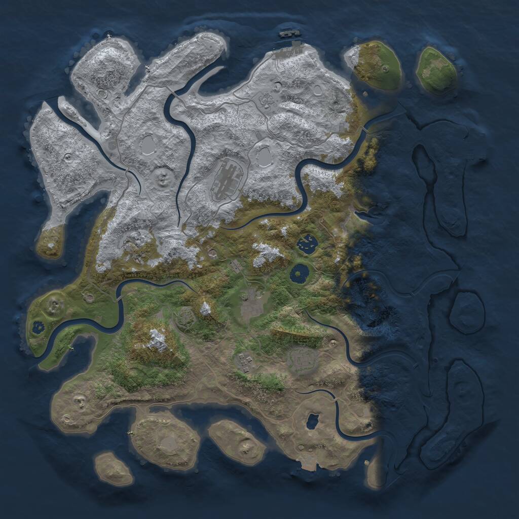 Rust Map: Procedural Map, Size: 4055, Seed: 6576, 12 Monuments