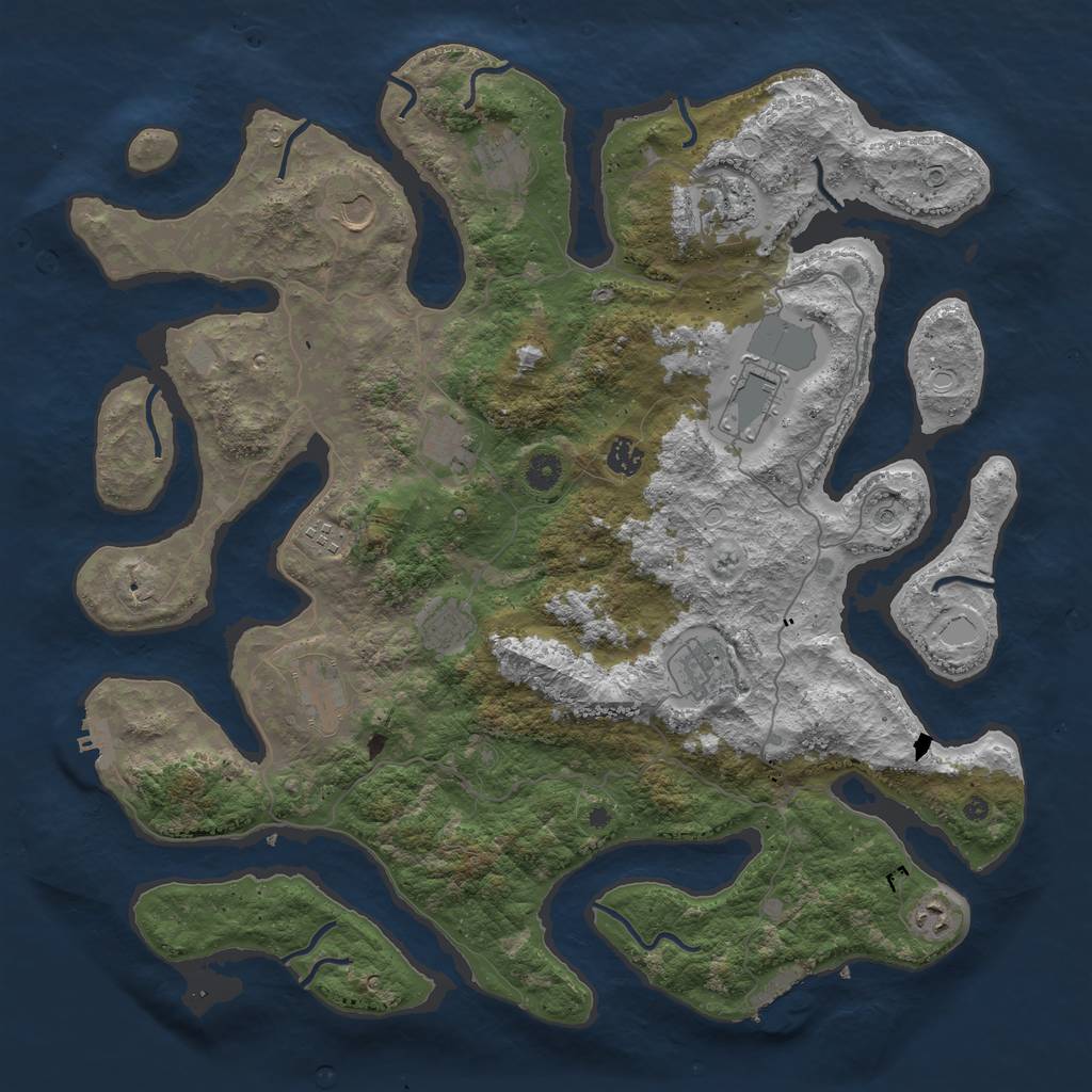 Rust Map: Procedural Map, Size: 4500, Seed: 2029684, 19 Monuments
