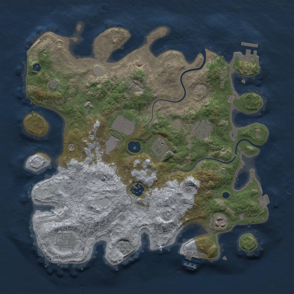 Rust Map: Procedural Map, Size: 3550, Seed: 837690, 13 Monuments