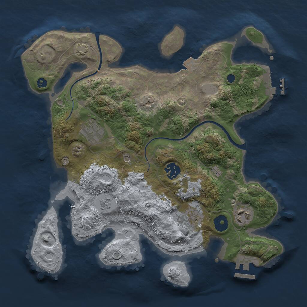 Rust Map: Procedural Map, Size: 3000, Seed: 88888, 10 Monuments