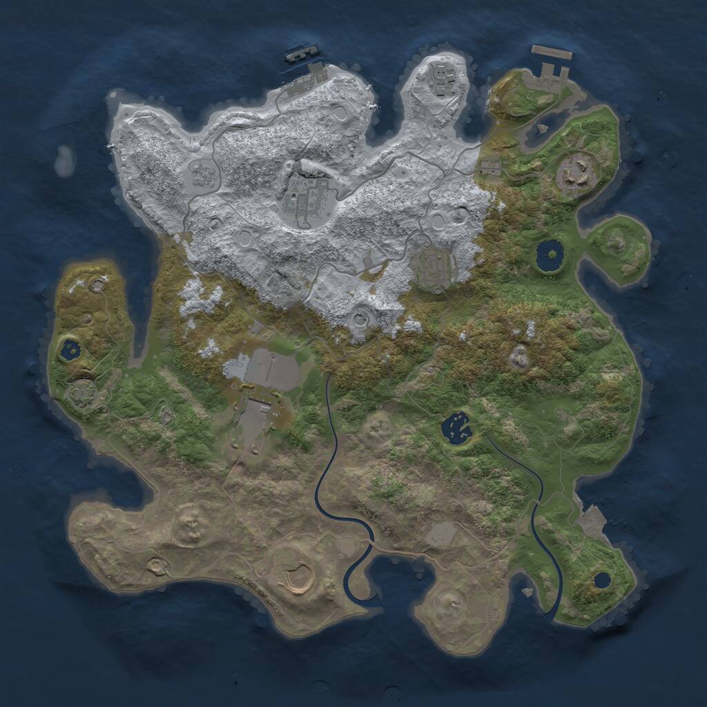 Rust Map: Procedural Map, Size: 3500, Seed: 9655417, 13 Monuments