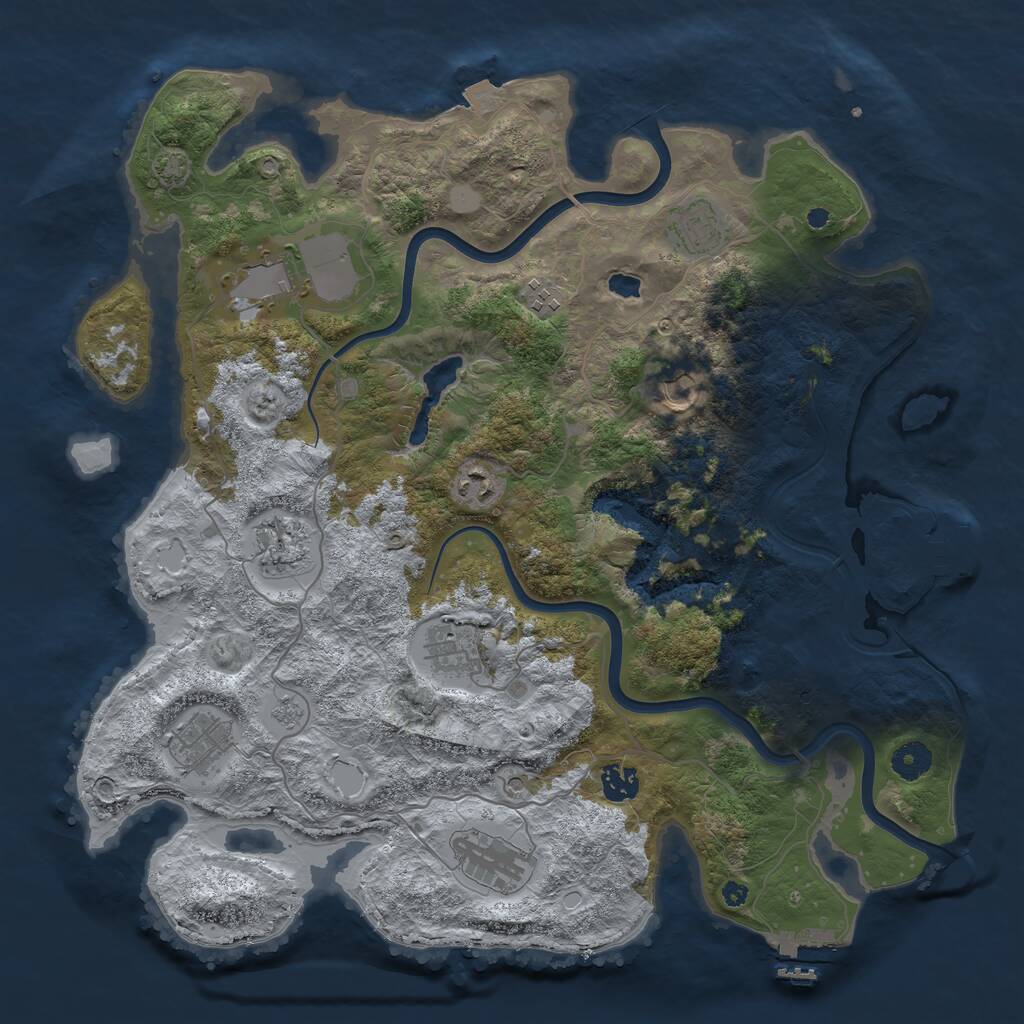 Rust Map: Procedural Map, Size: 4000, Seed: 22791, 16 Monuments