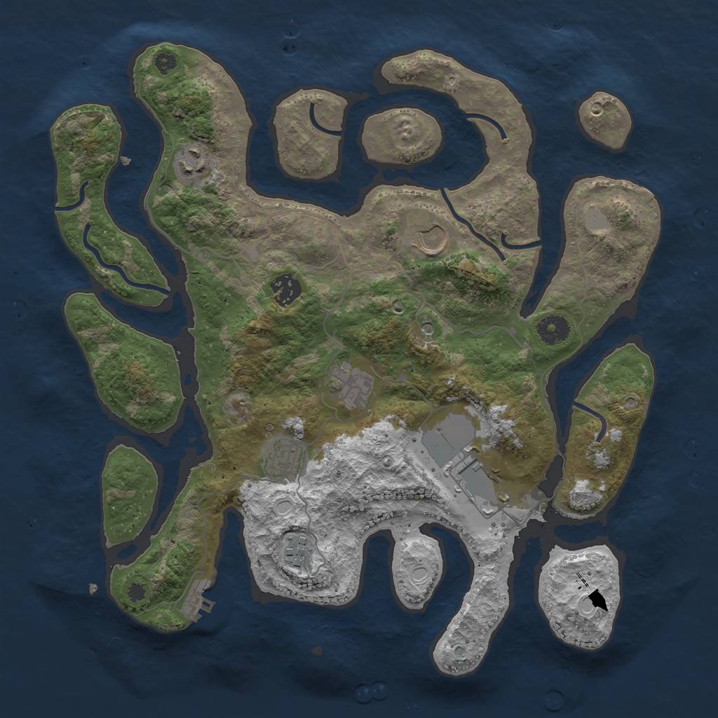 Rust Map: Procedural Map, Size: 3550, Seed: 822829, 14 Monuments