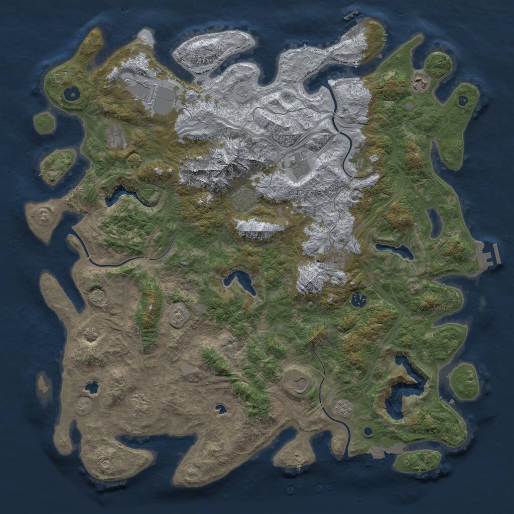 Rust Map: Procedural Map, Size: 5000, Seed: 3651, 16 Monuments