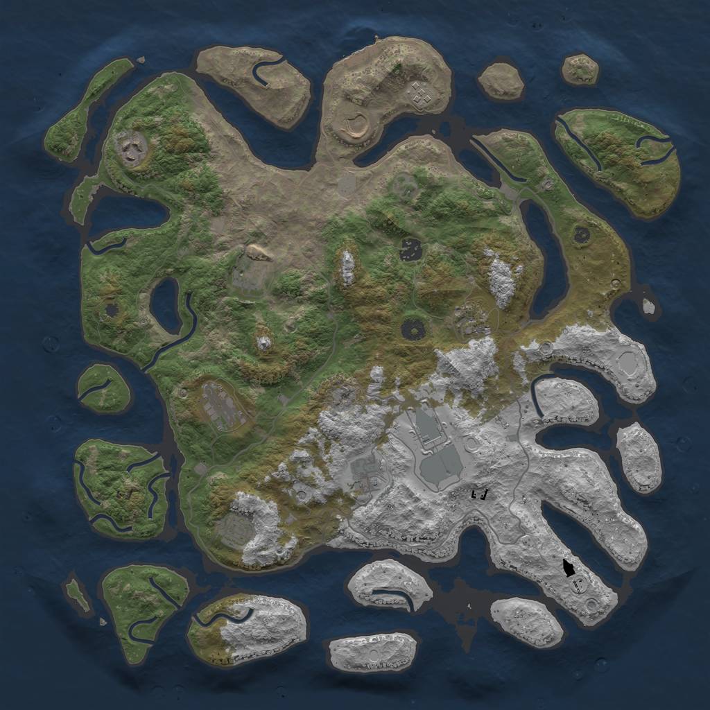 Rust Map: Procedural Map, Size: 4500, Seed: 1845104, 17 Monuments