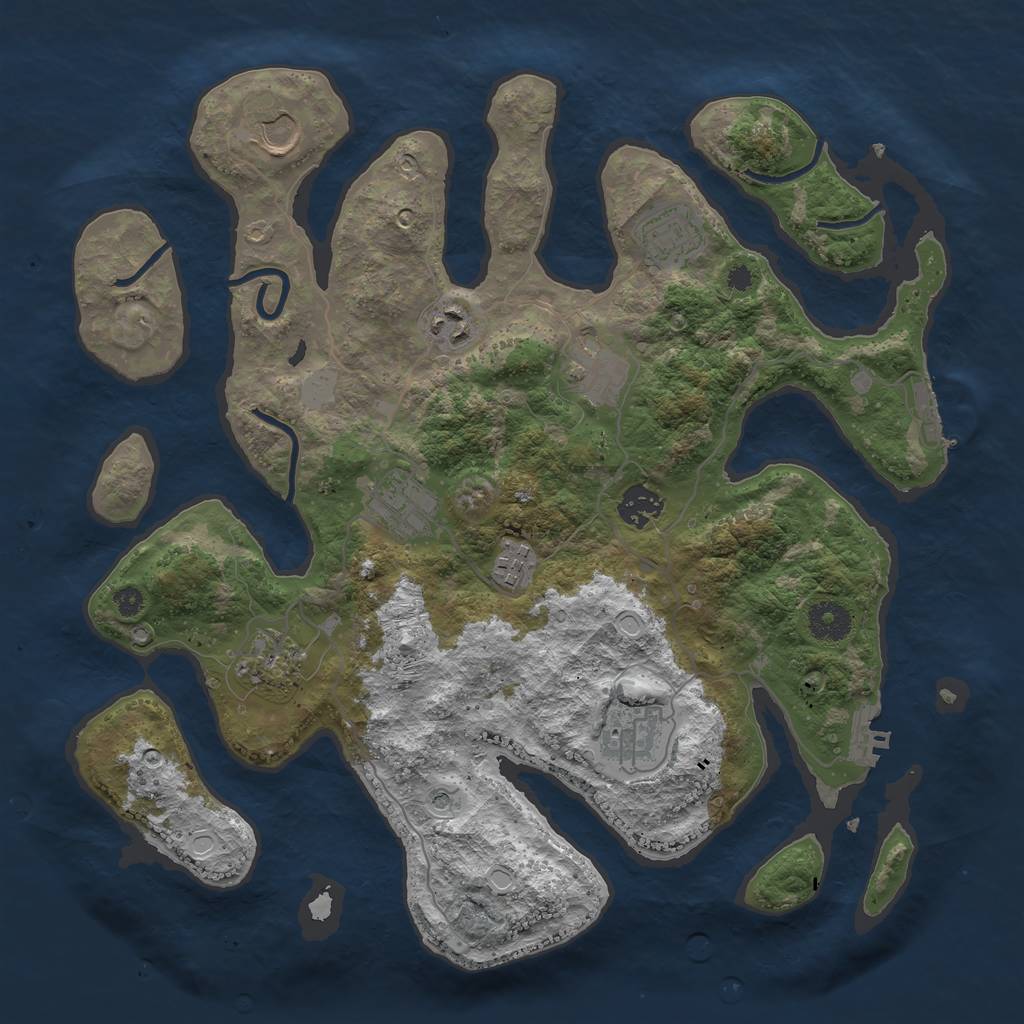 Rust Map: Procedural Map, Size: 3650, Seed: 2458, 17 Monuments