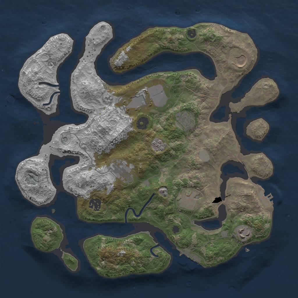 Rust Map: Procedural Map, Size: 3550, Seed: 550690, 16 Monuments