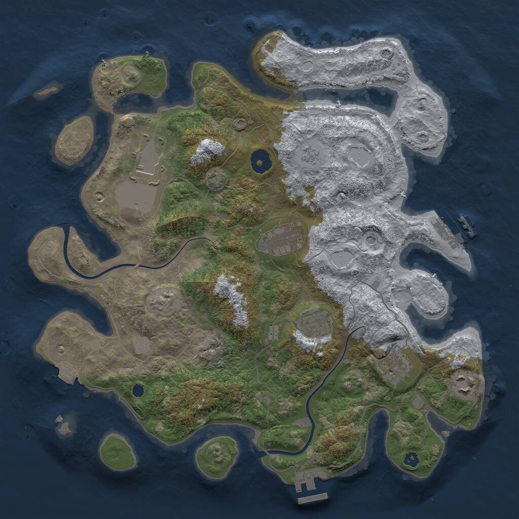 Rust Map: Procedural Map, Size: 3500, Seed: 2274268, 11 Monuments