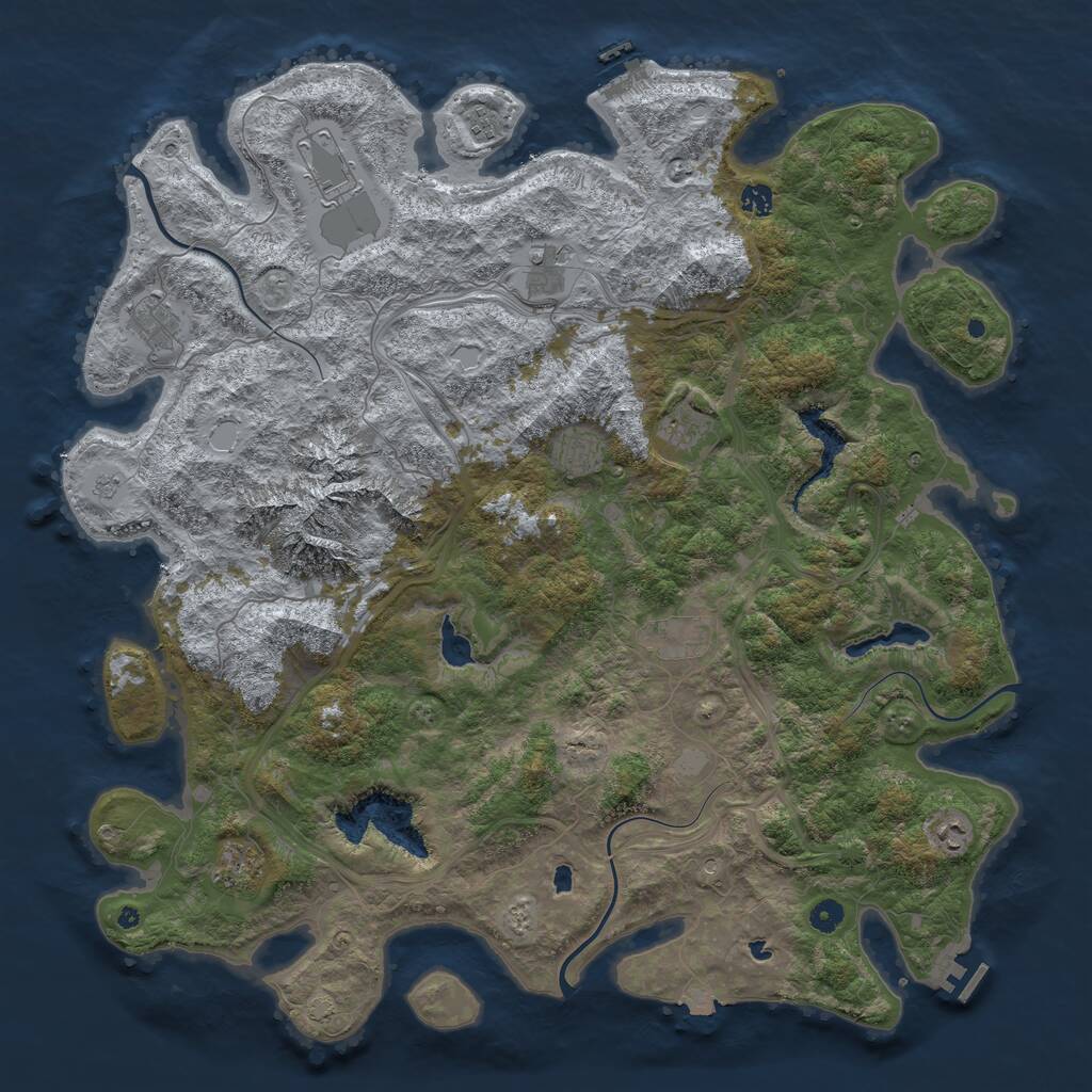 Rust Map: Procedural Map, Size: 5000, Seed: 7710, 16 Monuments