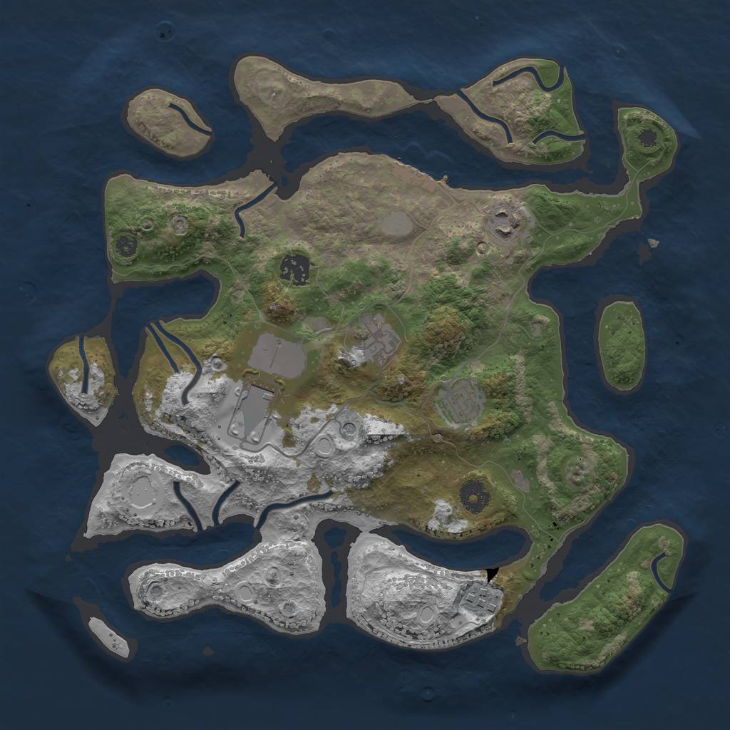 Rust Map: Procedural Map, Size: 3500, Seed: 45678934, 13 Monuments