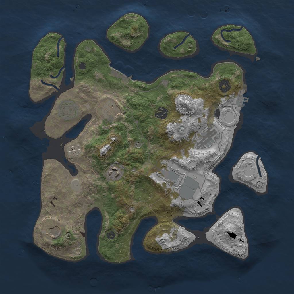 Rust Map: Procedural Map, Size: 3550, Seed: 83424, 16 Monuments