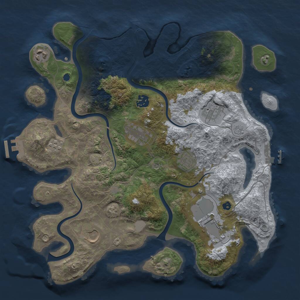 Rust Map: Procedural Map, Size: 3500, Seed: 176514001, 14 Monuments