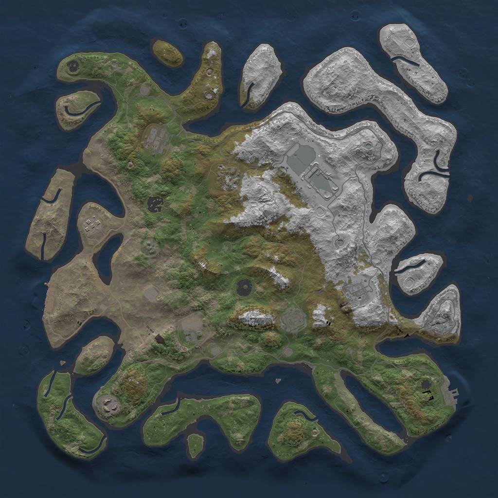 Rust Map: Procedural Map, Size: 4500, Seed: 4880619, 17 Monuments