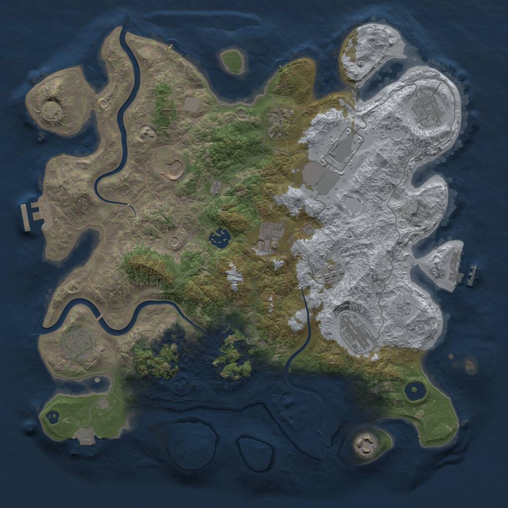 Rust Map: Procedural Map, Size: 3800, Seed: 601051740, 16 Monuments