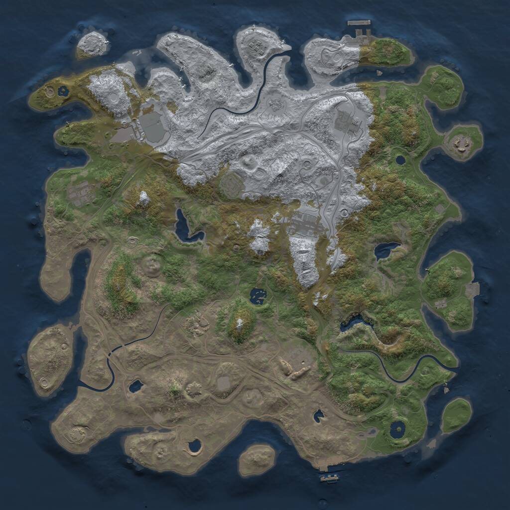 Rust Map: Procedural Map, Size: 4500, Seed: 691974, 17 Monuments